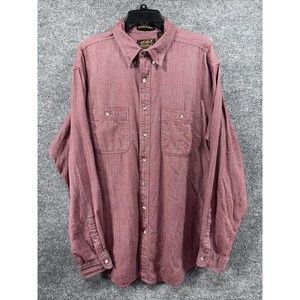 Eddie Bauer Sonoma Heathers Button Down Shirt Men XL Tall Red Flannel 100 Cotton